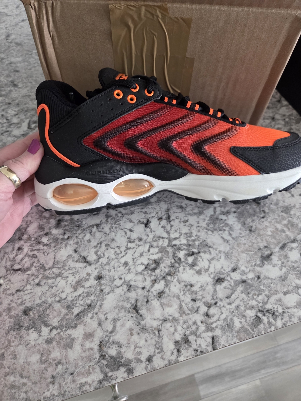 New Nike Air Max Women’s, Men's Athletic Shoes Black and Orange with Red Accents